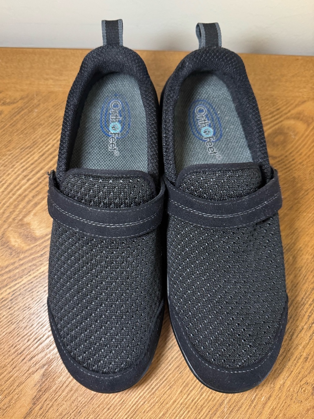 Orthofeet 821 Women Black Slip-on Mary Jane Walking Shoes Comfort Sneakers Sz 9